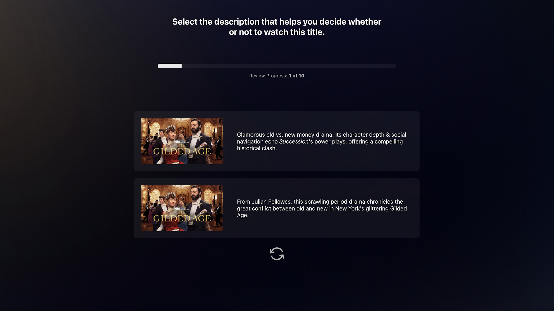 Evaluation tool: blind comparison of two versions of copy